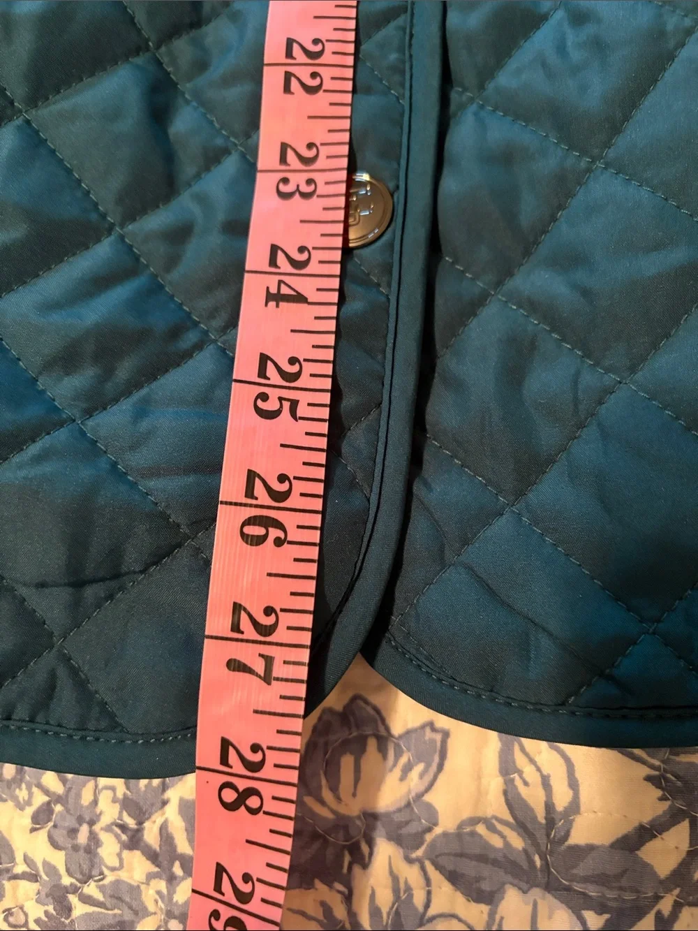 Chico's Quilted Snap Front Barn Jacket in Deep Teal Size 8 - Picture 13 of 13